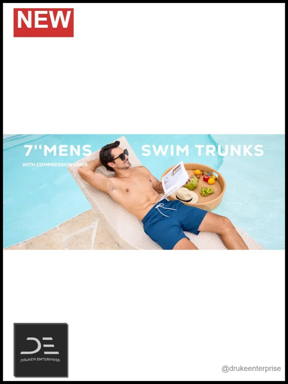 Men's Swim Trunks 2-in-1 with Compression Liner Quick Dry 7-Inch Zipper Pockets
